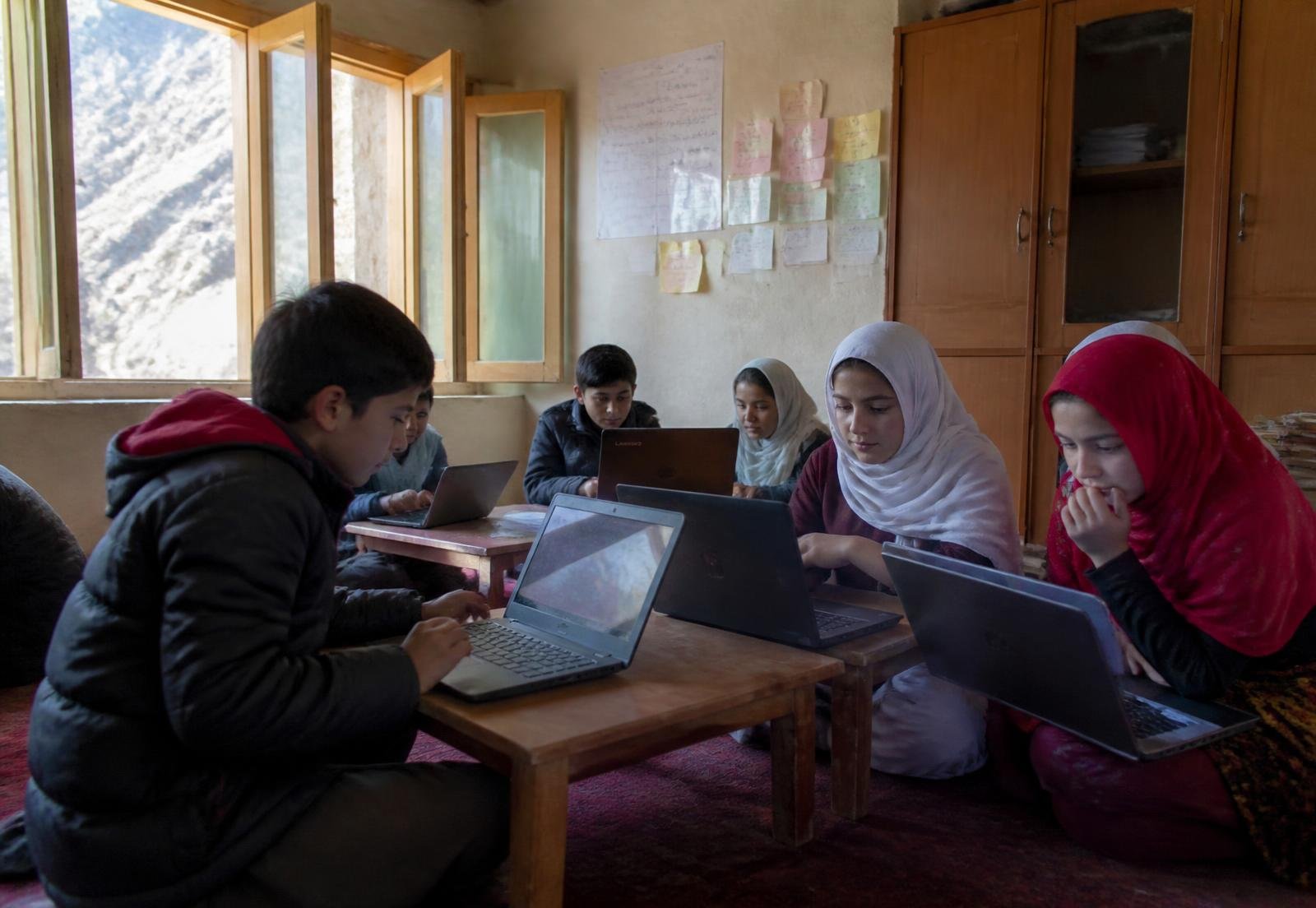 E47 Ventures students at work during a class session in Hunza
